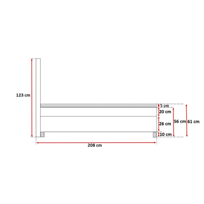 Kontinentální postel 120x200 BENITA - červená + topper ZDARMA
