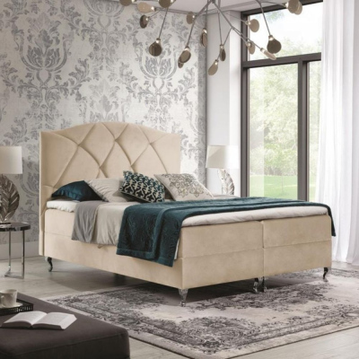 Kontinentální postel 160x200 BENITA - béžová + topper ZDARMA