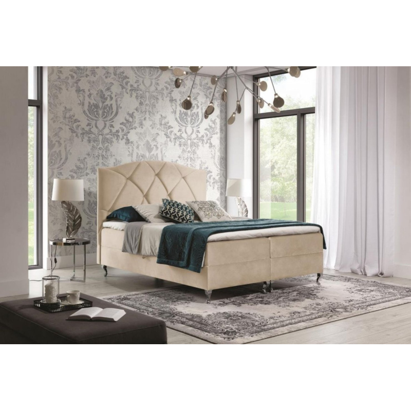 Kontinentální postel 160x200 BENITA - béžová + topper ZDARMA