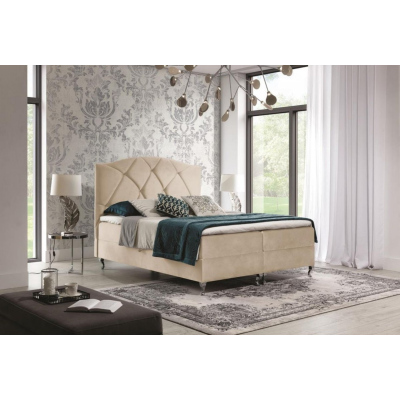 Kontinentální postel 160x200 BENITA - béžová + topper ZDARMA