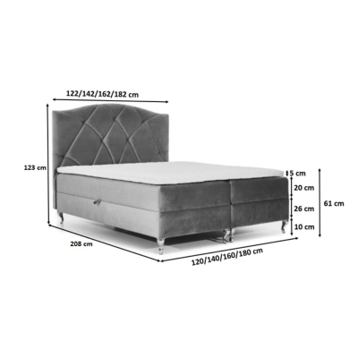 Kontinentální postel 160x200 BENITA - béžová + topper ZDARMA