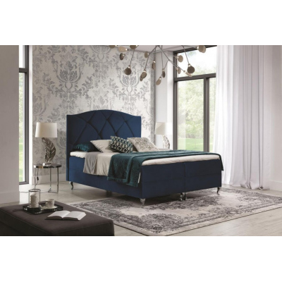 Kontinentální postel 160x200 BENITA - modrá + topper ZDARMA