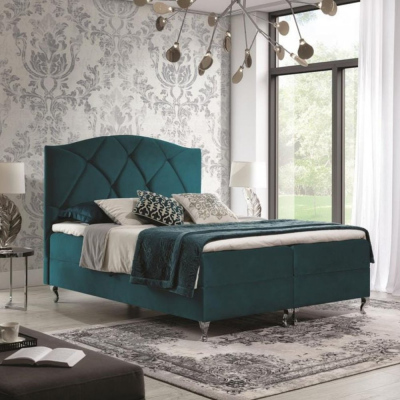 Kontinentální postel 160x200 BENITA - modrozelená + topper ZDARMA