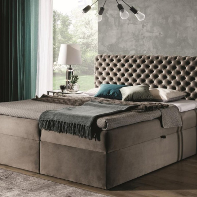 Čalouněná postel 120x200 CLARITA - béžová + topper ZDARMA