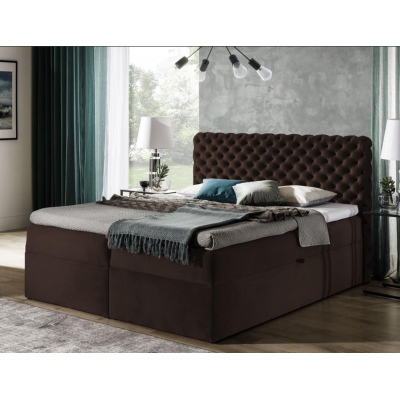 Čalouněná postel 120x200 CLARITA - hnědá + topper ZDARMA