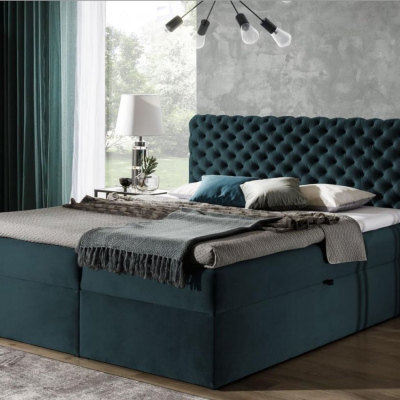 Čalouněná postel 120x200 CLARITA - modrozelená + topper ZDARMA