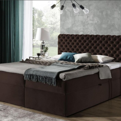 Čalouněná postel 140x200 CLARITA - hnědá + topper ZDARMA