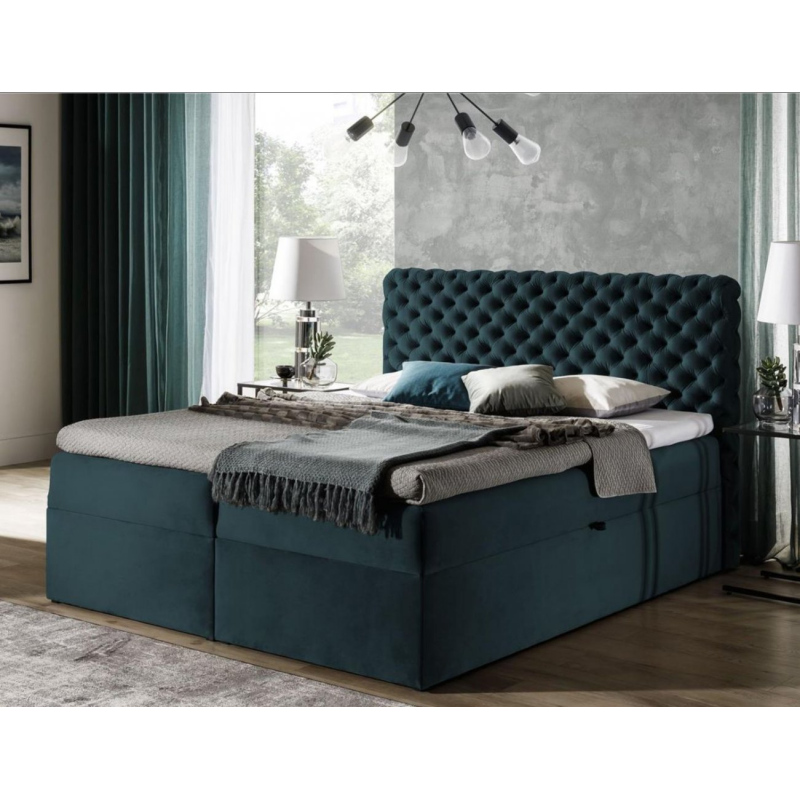 Čalouněná postel 140x200 CLARITA - modrozelená + topper ZDARMA