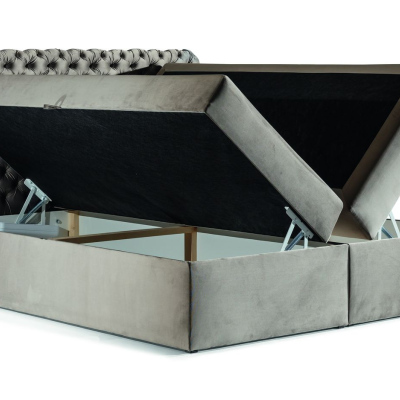 Čalouněná postel 140x200 CLARITA - šedá + topper ZDARMA