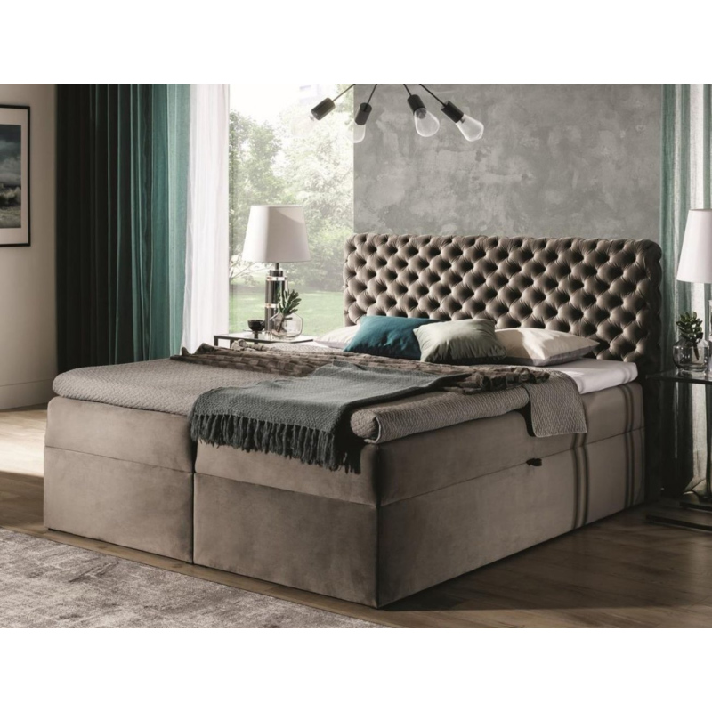 Čalouněná postel 160x200 CLARITA - béžová + topper ZDARMA