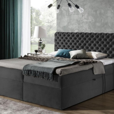 Čalouněná postel 160x200 CLARITA - šedá + topper ZDARMA