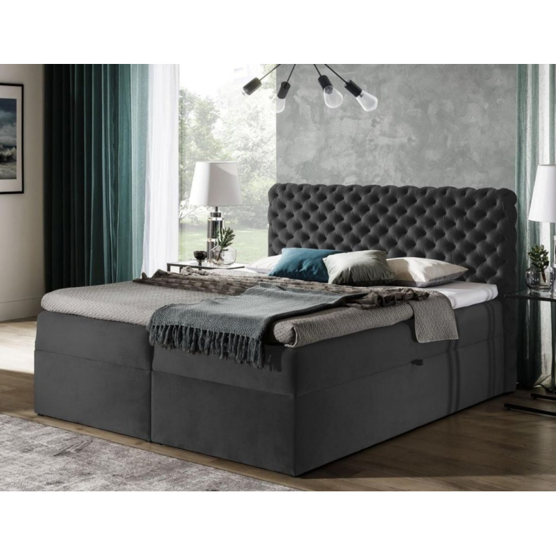 Čalouněná postel 200x200 CLARITA - šedá + topper ZDARMA