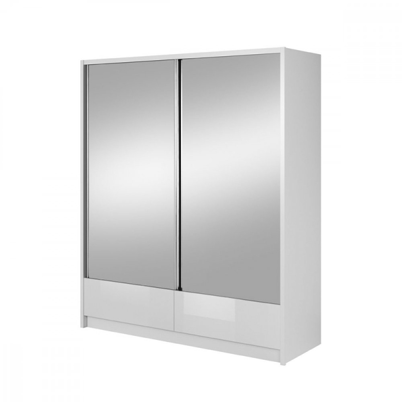 Skříň s prosklenými posuvnými dveřmi 180 cm ALINA - bílá