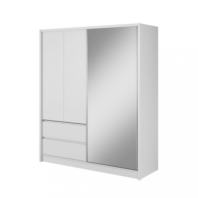 Skříň s šuplíky a zrcadlem 180 cm SALOME - bílá