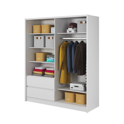 Skříň s šuplíky a zrcadlem 200 cm SALOME - bílá