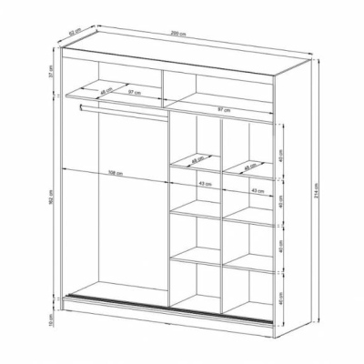 Šatní skříň se zrcadlem 200 cm MARVAN 1 - bílá