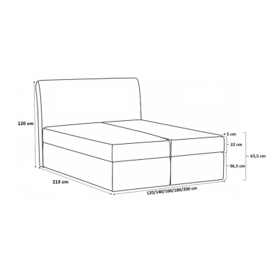 Čalouněná postel Gery šedomodrá 160 + topper zdarma
