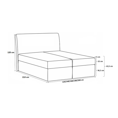 Čalouněná postel Gery šedá 180 + topper zdarma