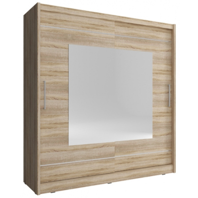 Šatní skříň se zrcadlem 200 cm MARVAN 9 - dub sonoma