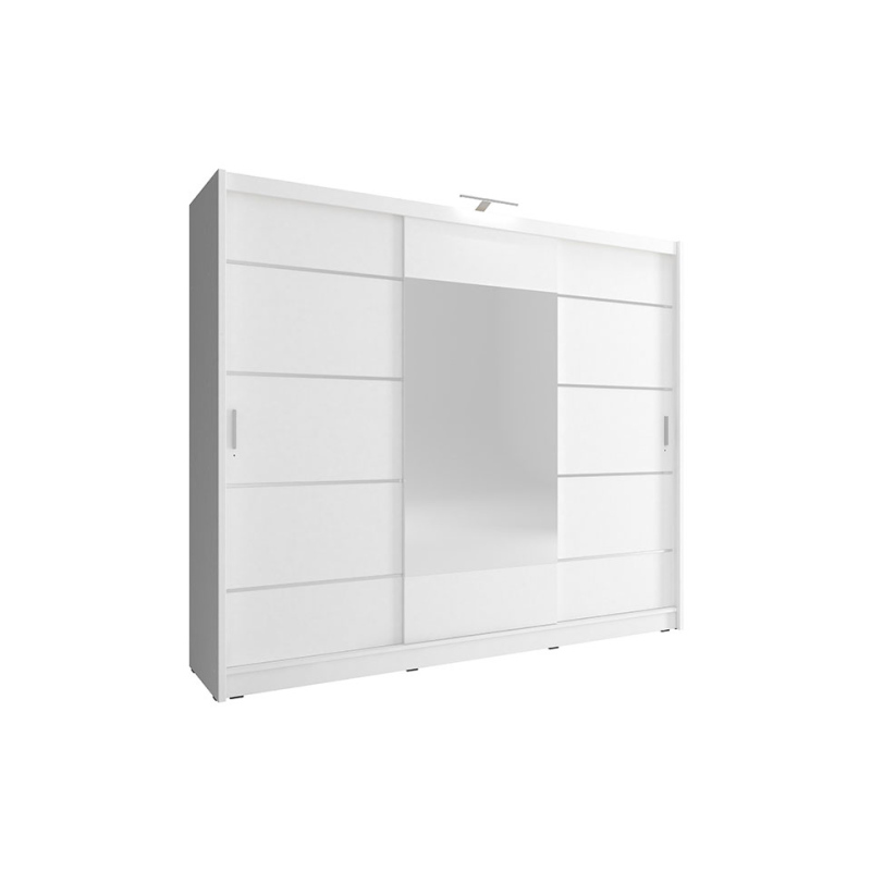 Třídveřová šatní skříň se zrcadlem 250 cm WESTON - bílá