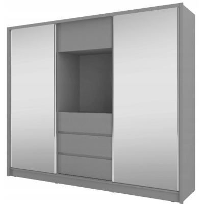 TV skříň se zrcadlem 250 cm MARKEL - šedá