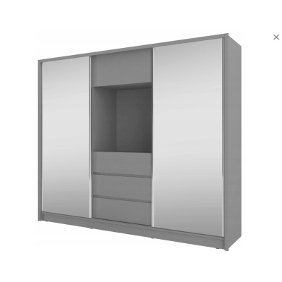 TV skříň se zrcadlem 250 cm MARKEL - šedá