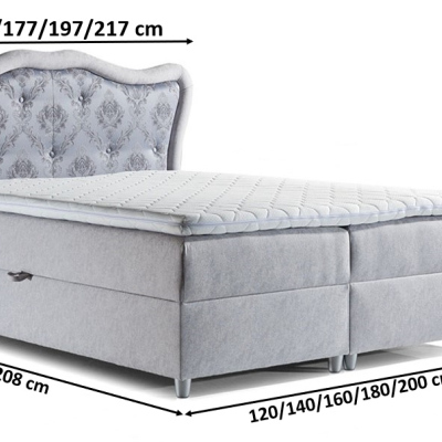 Boxspringová postel 120x200 GURI - šedá + topper ZDARMA
