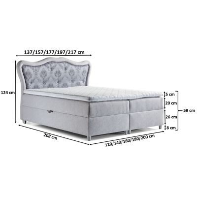 Boxspringová postel 140x200 GURI - hnědá + topper ZDARMA