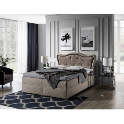 Boxspringová postel 160x200 GURI - hnědá + topper ZDARMA