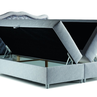 Boxspringová postel 160x200 GURI - šedá + topper ZDARMA