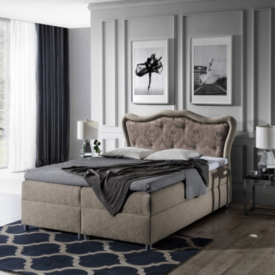 Boxspringová postel 200x200 GURI - hnědá + topper ZDARMA