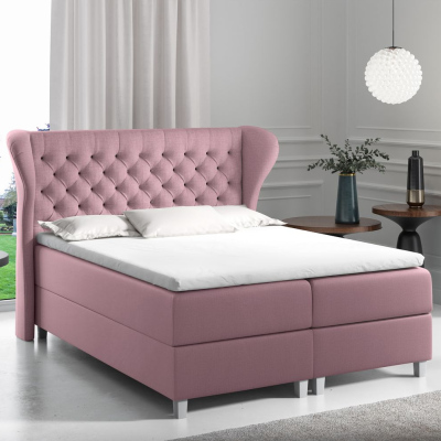 Boxspringová postel s prošívaným čelem 120x200 JUTTA - fialová + topper ZDARMA