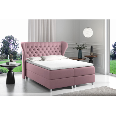 Boxspringová postel s prošívaným čelem 180x200 JUTTA - fialová + topper ZDARMA