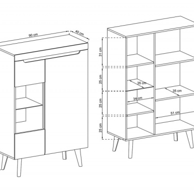 Vitrína do obývacího pokoje NATHANIEL - dub artisan