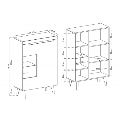 Vitrína do obývacího pokoje NATHANIEL - dub artisan