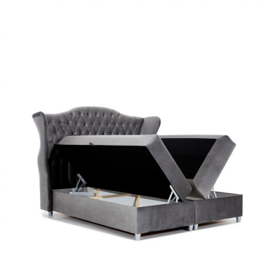 Luxusní boxspringová postel 120x200 RIANA - šedá + topper ZDARMA