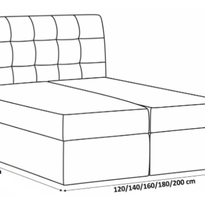Manželská postel Olivio šedomodrá 180 + topper zdarma