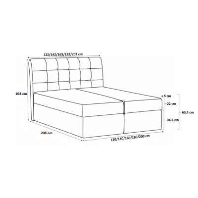 Kontinentální postel 160x200 MARGITA - hnědá + topper ZDARMA