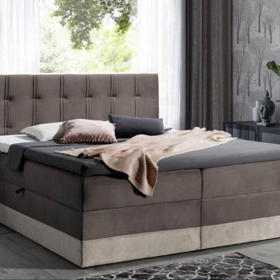 Čalouněná postel boxspring 120x200 MARYLIN - hnědá + topper ZDARMA