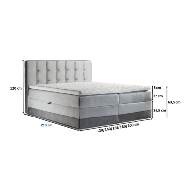 Čalouněná postel boxspring 140x200 MARYLIN - růžová + topper ZDARMA