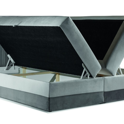 Čalouněná postel boxspring 140x200 MARYLIN - šedá + topper ZDARMA