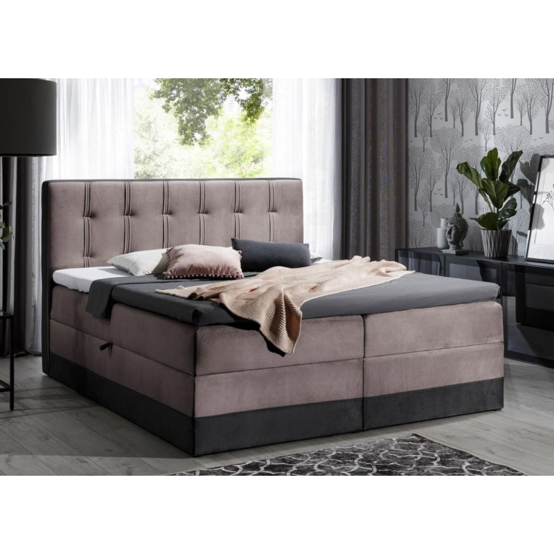 Čalouněná postel boxspring 160x200 MARYLIN - růžová + topper ZDARMA
