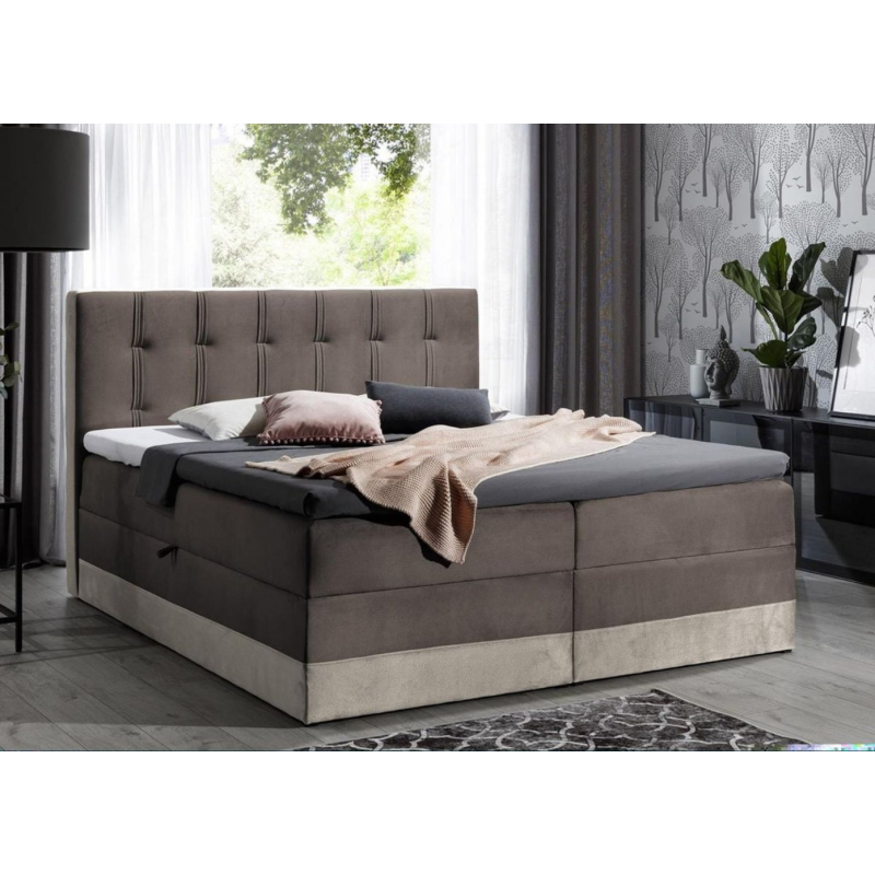 Čalouněná postel boxspring 180x200 MARYLIN - hnědá + topper ZDARMA