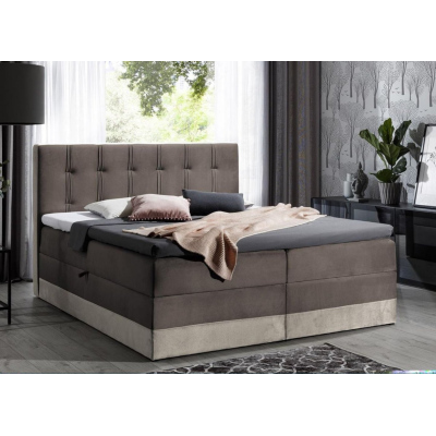 Čalouněná postel boxspring 180x200 MARYLIN - hnědá + topper ZDARMA