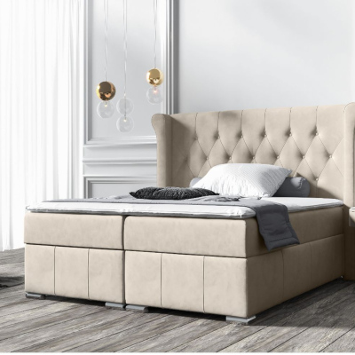 Elegantní čalouněná postel 120x200 MAXIMO - světle béžová + topper ZDARMA