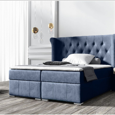 Elegantní čalouněná postel 120x200 MAXIMO - modrá + topper ZDARMA