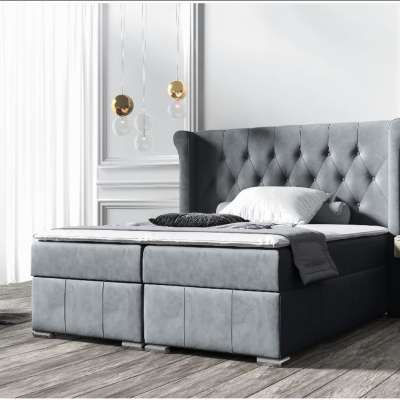 Elegantní čalouněná postel 120x200 MAXIMO - šedá + topper ZDARMA