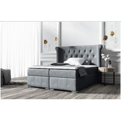 Elegantní čalouněná postel 120x200 MAXIMO - šedá + topper ZDARMA