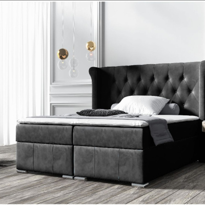 Elegantní čalouněná postel 120x200 MAXIMO - černá + topper ZDARMA