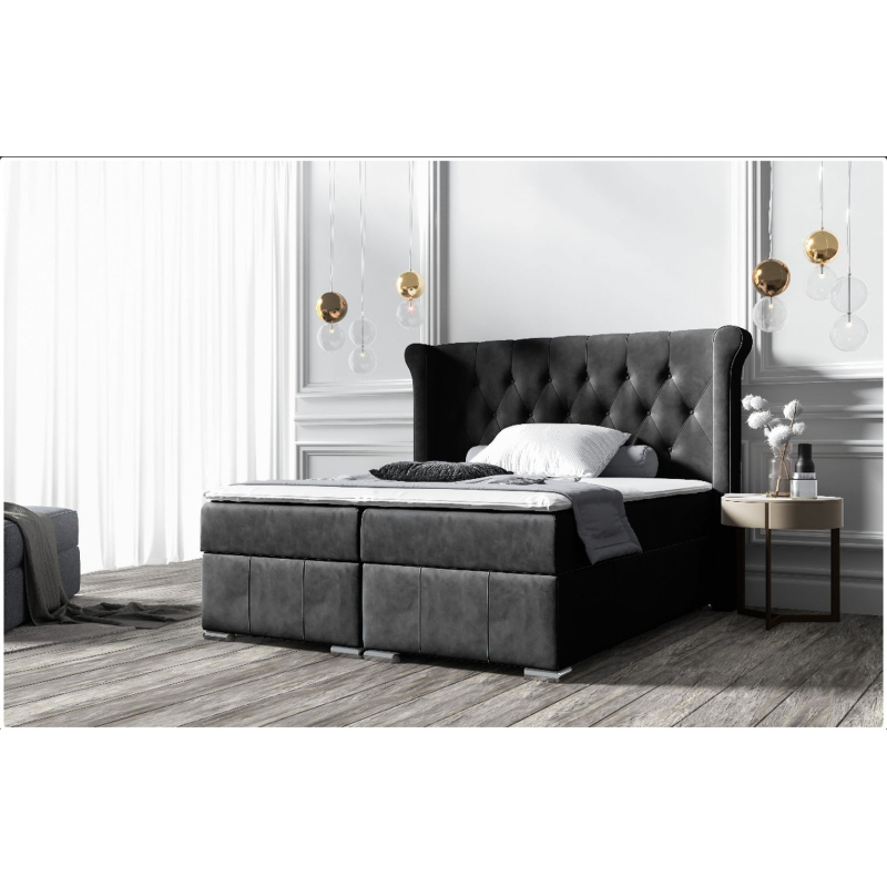 Elegantní čalouněná postel 140x200 MAXIMO - černá + topper ZDARMA